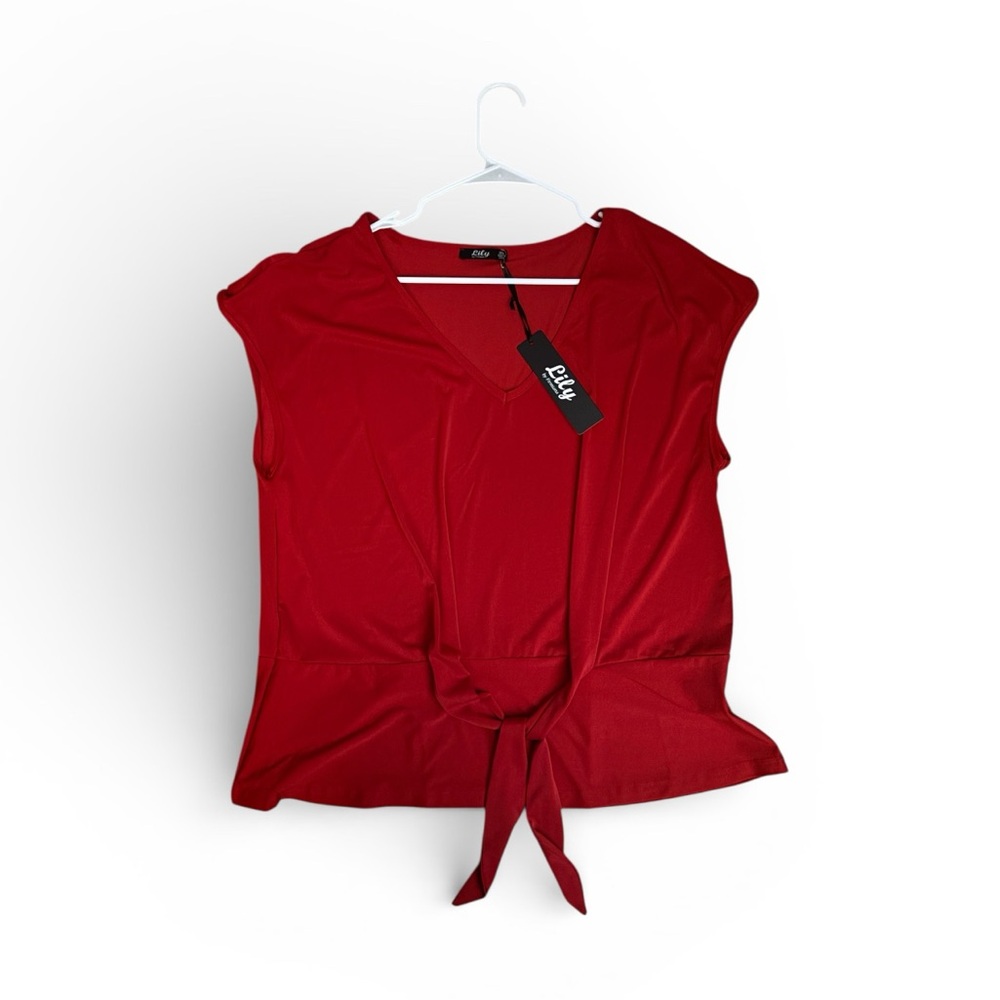 Ella Women's Scarlet Tie-Front Blouse
